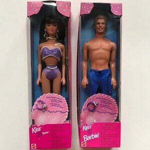 1997 Pearl Beach Kira and Ken Barbie Dolls with Color Changing Ring NIB